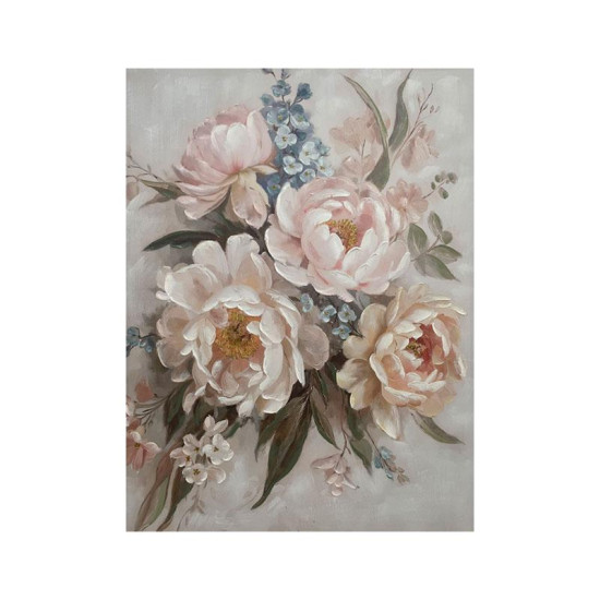ΠΙΝΑΚΑΣ ΣΕ ΚΑΜΒΑ  "Flower 37588" ΜΠΕΖ-ΡΟΖ-ΛΕΥΚΟ 90x3x120εκ