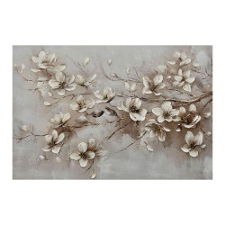 ΠΙΝΑΚΑΣ ΣΕ ΚΑΜΒΑ  "Flower 37592" ΜΠΕΖ-ΡΟΖ-ΛΕΥΚΟ 90x3x60εκ