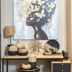 ΠΙΝΑΚΑΣ ΣΕ ΚΑΜΒΑ "Woman with butterflies" ΚΑΦΕ-ΚΙΤΡΙΝΟ-ΜΑΥΡΟ-ΓΚΡΙ 100x3x100εκ ΠΙΝΑΚΑΣ ΣΕ ΚΑΜΒΑ "Woman with butterflies" ΚΑΦΕ-ΚΙΤΡΙΝΟ-ΜΑΥΡΟ-ΓΚΡΙ 100x3x100εκ