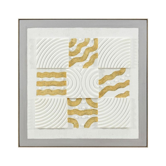 ΠΙΝΑΚΑΣ ΣΕ ΚΑΜΒΑ ΜΕ ΠΛΑΙΣΙΟ  FL25169 ΓΚΡΙ-ΛΕΥΚΟ-ΧΡΥΣΟ 102x7x102εκ