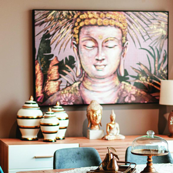 ΠΙΝΑΚΑΣ ΣΕ ΚΑΜΒΑ ΜΕ ΠΛΑΣΤΙΚΟ ΠΛΑΙΣΙΟ  "Buddha" 122x5x82cm