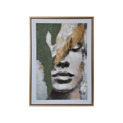 ΠΙΝΑΚΑΣ ΣΕ ΚΑΜΒΑ ΜΕ ΠΛΑΣΤΙΚΟ ΠΛΑΙΣΙΟ  FL252827B ΜΠΕΖ-ΠΡΑΣΙΝΟ-ΓΚΡΙ 50x4x70εκ