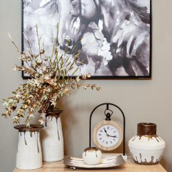 ΠΙΝΑΚΑΣ ΣΕ ΚΑΜΒΑ ΜΕ ΠΛΑΣΤΙΚΟ ΠΛΑΙΣΙΟ  FL33285 ΜΑΥΡΟ-ΓΚΡΙ ΧΡΩΜΑ 70x4x70εκ