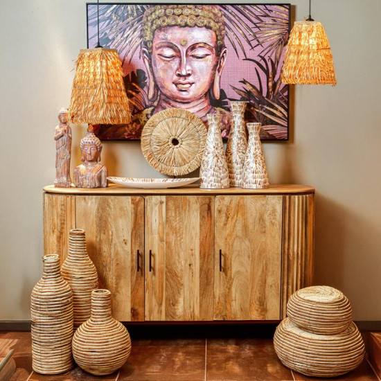 ΨΑΘΙΝΟ ΒΑΖΟ  FL24035 ΚΑΦΕ-ΜΠΕΖ ΧΡΩΜΑ 31x31x44εκ