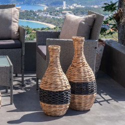 ΨΑΘΙΝΟ ΔΙΑΚΟΣΜΗΤΙΚΟ ΒΑΖΟ ΔΑΠΕΔΟΥ  Umeko ΦΥΣΙΚΟ-ΜΑΥΡΟ ΧΡΩΜΑ 26x60εκ