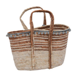 ΨΑΘΙΝΟ ΚΑΣΠΩ  "Bag" ΜΠΕΖ-ΛΕΥΚΟ ΧΡΩΜΑ 44x28x18εκ