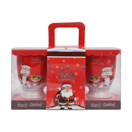 ΣΕΤ 2 ΧΡΙΣΤΟΥΓΕΝΝΙΑΤΙΚΕΣ ΚΟΥΠΕΣ "Santa claus" ΚΟΚΚΙΝΟ ΧΡΩΜΑ 8,5x11εκ