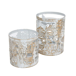 ΣΕΤ 2 ΜΕΤΑΛΛΙΚΑ ΦΑΝΑΡΙΑ  FL12280 ΛΕΥΚΟ-ΧΡΥΣΟ ΧΡΩΜΑ 10x13 & 9x10εκ ΣΕΤ 2 ΜΕΤΑΛΛΙΚΑ ΦΑΝΑΡΙΑ  FL12280 ΛΕΥΚΟ-ΧΡΥΣΟ ΧΡΩΜΑ 10x13 & 9x10εκ