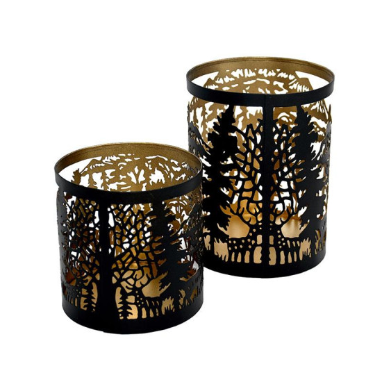 ΣΕΤ 2 ΜΕΤΑΛΛΙΚΑ ΦΑΝΑΡΙΑ  FL12280 ΜΑΥΡΟ-ΧΡΥΣΟ ΧΡΩΜΑ 10x13 & 9x10εκ