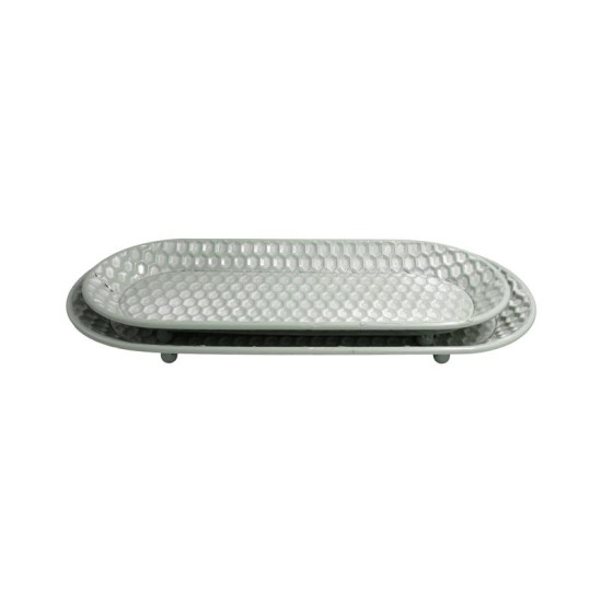 ΣΕΤ 2 ΜΕΤΑΛΛΙΚΟΙ ΔΙΣΚΟΙ  FL1128 MINT-ΛΕΥΚΟ ΧΡΩΜΑ 60x27x6εκ