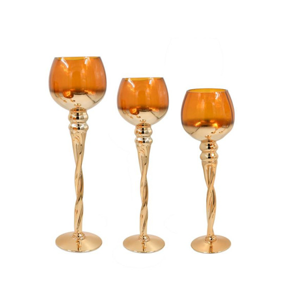 ΣΕΤ 3 ΓΥΑΛΙΝΑ ΚΗΡΟΠΗΓΙΑ  FL5566 AMBER ΧΡΩΜΑ 35-40-45εκ