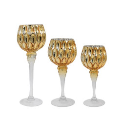 ΣΕΤ 3 ΓΥΑΛΙΝΑ ΚΗΡΟΠΗΓΙΑ  FL63109 ΧΡΥΣΟ ΧΡΩΜΑ 20-25-30εκ