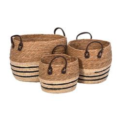 ΣΕΤ 3 ΨΑΘΙΝΑ ΚΑΣΠΩ  FL134 ΚΑΦΕ-ΛΕΥΚΟ ΧΡΩΜΑ 33x33x24εκ 28x28x22εκ 23x23x17εκ