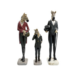 ΣΕΤ 3 ΤΕΜΑΧΙΑ ΕΠΙΤΡΑΠΕΖΙΕΣ ΔΙΑΚΟΣΜΗΤΙΚΕΣ ΦΙΓΟΥΡΕΣ  "Zebra" ΜΑΥΡΟ-ΚΟΚΚΙΝΟ-ΚΑΦΕ ΧΡΩΜΑ 39εκ