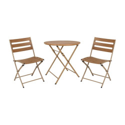 ΣΕΤ BALCONY 3TEM ΣΤΡΟΓΓΥΛΟ  POLYWOOD & ΑΤΣΑΛΙ ΦΥΣΙΚΟ-ΚΑΦΕ ΧΡΩΜΑ