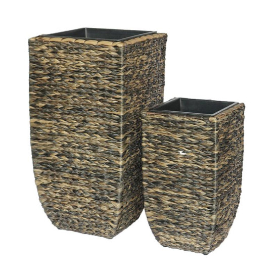 ΣΕΤ ΚΑΣΠΩ 2 ΤΕΜΑΧΙΑ POLY RATTAN   FL20219 ΜΠΕΖ-ΚΑΦΕ ΧΡΩΜΑ 39x77εκ & 29χ53ek