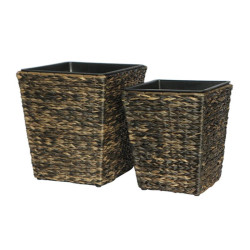 ΣΕΤ ΚΑΣΠΩ 2 ΤΕΜΑΧΙΑ POLY RATTAN   FL21587  ΜΠΕΖ-ΚΑΦΕ ΧΡΩΜΑ 36x40εκ & 30x35εκ