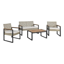 ΣΕΤ ΚΗΠΟΥ 4 ΤΕΜΑΧΙΩΝ Fylianna Sesilia ΑΠΟ ΞΥΛΟ ΑΚΑΚΙΑΣ ΜΑΥΡΟ-ΓΚΡΙ ΑΝΟΙΧΤΟ ΧΡΩΜΑ 112x61x76εκ