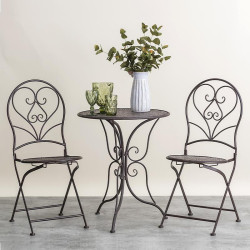 ΣΕΤ ΜΕΤΑΛΛΙΚΟ ΤΡΑΠΕΖΙ ΚΗΠΟΥ  ΜΕ 2 ΚΑΡΕΚΛΕΣ Byron ΚΑΦΕ 60x75εκ