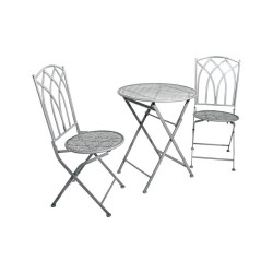 ΣΕΤ ΜΕΤΑΛΛΙΚΟ ΤΡΑΠΕΖΙ ΚΗΠΟΥ  ΜΕ 2 ΚΑΡΕΚΛΕΣ Gordon ΓΚΡΙ ΧΡΩΜΑ