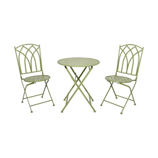 ΣΕΤ ΜΕΤΑΛΛΙΚΟ ΤΡΑΠΕΖΙ ΚΗΠΟΥ  ΜΕ 2 ΚΑΡΕΚΛΕΣ Gordon ΠΡΑΣΙΝΟ ΧΡΩΜΑ