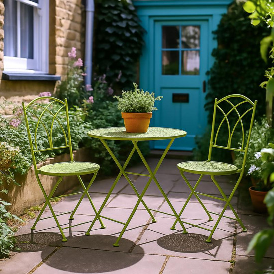ΣΕΤ ΜΕΤΑΛΛΙΚΟ ΤΡΑΠΕΖΙ ΚΗΠΟΥ  ΜΕ 2 ΚΑΡΕΚΛΕΣ Gordon ΠΡΑΣΙΝΟ ΧΡΩΜΑ