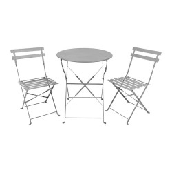 ΣΕΤ ΜΕΤΑΛΛΙΚΟ ΤΡΑΠΕΖΙ ΚΗΠΟΥ ΜΕ 2 ΚΑΡΕΚΛΕΣ  Rollin ΓΚΡΙ ΧΡΩΜΑ 60x70εκ