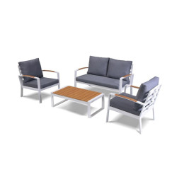 ΣΕΤ ΣΑΛΟΝΙ ΕΞΟΧΗΣ 4 ΤΕΜΑΧΙΩΝ  "Domenico" ΛΕΥΚΟ ΧΡΩΜΑ 145x81x84εκ