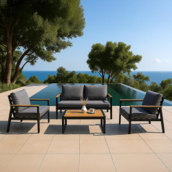 ΣΕΤ ΣΑΛΟΝΙ ΕΞΟΧΗΣ 4 ΤΕΜΑΧΙΩΝ "Domenico" ΜΑΥΡΟ ΧΡΩΜΑ 145x81x84εκ ΣΕΤ ΣΑΛΟΝΙ ΕΞΟΧΗΣ 4 ΤΕΜΑΧΙΩΝ "Domenico" ΜΑΥΡΟ ΧΡΩΜΑ 145x81x84εκ