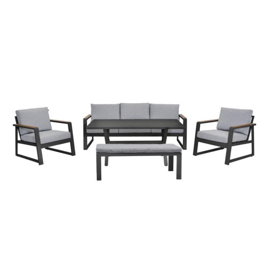 ΣΕΤ ΣΑΛΟΝΙ ΕΞΟΧΗΣ 5 ΤΕΜΑΧΙΩΝ  "Maya" ΣΚΟΥΡΟ ΓΚΡΙ ΧΡΩΜΑ