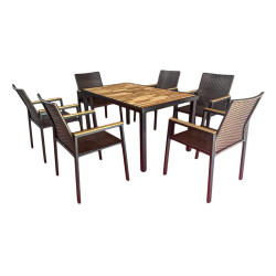 ΣΕΤ ΤΡΑΠΕΖΑΡΙΑ ΚΗΠΟΥ  "ACACIA PRESTIGE" 7 ΤΕΜ ΦΥΣΙΚΟ-ΚΑΦΕ-ΑΝΘΡΑΚΙ ΧΡΩΜΑ 150x90x75εκ