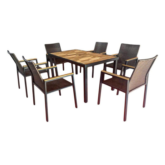 ΣΕΤ ΤΡΑΠΕΖΑΡΙΑ ΚΗΠΟΥ  "ACACIA PRESTIGE" 7 ΤΕΜ ΦΥΣΙΚΟ-ΚΑΦΕ-ΑΝΘΡΑΚΙ ΧΡΩΜΑ 150x90x75εκ