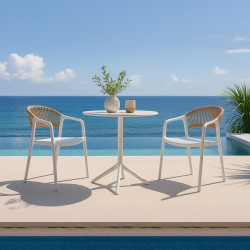 ΣΤΡΟΓΓΥΛΟ ΤΡΑΠΕΖΙ ΚΗΠΟΥ Fylianna FL809 ΑΠΟ ΠΟΛΥΠΡΟΠΥΛΕΝΙΟ (PP) ΛΕΥΚΟ ΧΡΩΜΑ 60x75εκ