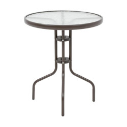 ΣΤΡΟΓΓΥΛΟ ΤΡΑΠΕΖΙ ΚΗΠΟΥ  003 ΚΑΦΕ ΧΡΩΜΑ 80x70εκ