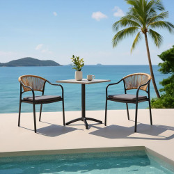 ΤΕΤΡΑΓΩΝΟ ΤΡΑΠΕΖΙ HPL ΚΗΠΟΥ  Zeno ΓΚΡI ΧΡΩΜΑ 70x70x72εκ