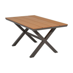 ΤΡΑΠΕΖΙ ΚΗΠΟΥ ΑΛΟΥΜΙΝΙΟΥ  FL6510 ΜΕ ΕΠΙΦΑΝΕΙΑ POLYWOOD ΧΡΩΜΑ CAPPUCCINO 150x90x75εκ