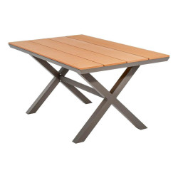 ΤΡΑΠΕΖΙ ΚΗΠΟΥ ΑΛΟΥΜΙΝΙΟΥ  FL6510 ΜΕ ΕΠΙΦΑΝΕΙΑ POLYWOOD ΧΡΩΜΑ CAPPUCCINO 150x90x75εκ