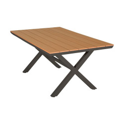 ΤΡΑΠΕΖΙ ΚΗΠΟΥ ΑΛΟΥΜΙΝΙΟΥ  FL6510 ΜΕ ΕΠΙΦΑΝΕΙΑ POLYWOOD ΧΡΩΜΑ CAPPUCCINO 180x100x75εκ