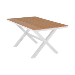 ΤΡΑΠΕΖΙ ΚΗΠΟΥ ΑΛΟΥΜΙΝΙΟΥ  FL6510 ΜΕ ΕΠΙΦΑΝΕΙΑ POLYWOOD ΧΡΩΜΑ ΛΕΥΚΟ 150x90x75εκ