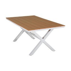 ΤΡΑΠΕΖΙ ΚΗΠΟΥ ΑΛΟΥΜΙΝΙΟΥ  FL6510 ΜΕ ΕΠΙΦΑΝΕΙΑ POLYWOOD ΧΡΩΜΑ ΛΕΥΚΟ 180x100x75εκ