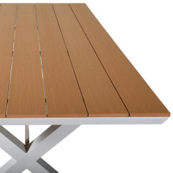 ΤΡΑΠΕΖΙ ΚΗΠΟΥ ΑΛΟΥΜΙΝΙΟΥ  FL6510 ΜΕ ΕΠΙΦΑΝΕΙΑ POLYWOOD ΧΡΩΜΑ ΛΕΥΚΟ 180x100x75εκ