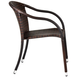 Πολυθρόνα κήπου "MONICA" μεταλλική-wicker σε χρώμα cappuccino 56x68x84