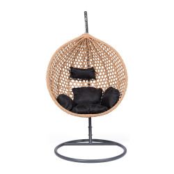 Κρεμαστή κούνια - φωλιά "ARIA" με wicker σε χρώμα φυσικό & μαύρα μαξιλάρια 105x80x195 Κρεμαστή κούνια - φωλιά "ARIA" με wicker σε χρώμα φυσικό & μαύρα μαξιλάρια 105x80x195