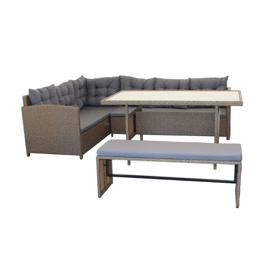 Σετ κήπου "ELIZABETH" από wicker σε χρώμα φυσικό 249/164x72x74