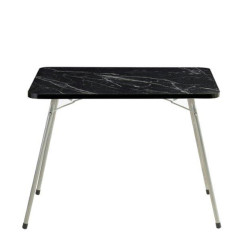 Τραπέζι camping πτυσσόμενο από μέταλλο σε ασημί/μαύρο με εφέ γρανίτη χρώμα 60x80x62
