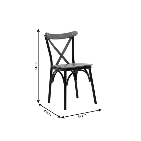 Καρέκλα "NORA" σε χρώμα καρυδί/μαύρο 40x43x85