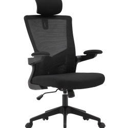 Πολυθρόνα γραφείου διευθυντή "LINA" ύφασμα mesh μαύρο 65x66x114/122