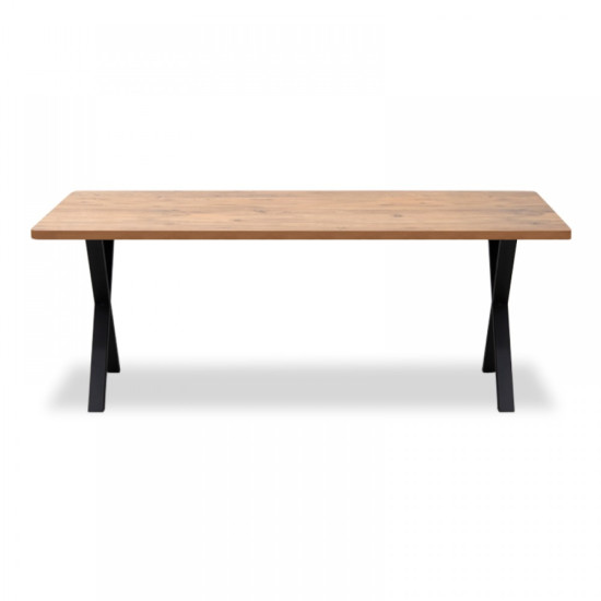 Τραπέζι "MOERA" από MDF/μέταλλο σε χρώμα ακακία/μαύρο 200x100x75
