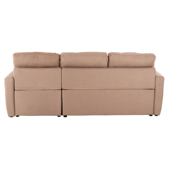 Γωνιακός καναπές κρεβάτι Insta με αποθηκευτικό χώρο μπεζ ύφασμα 220Χ85/145Χ85