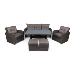 Σαλόνι κήπου "Kim" σετ 6τμχ μέταλλο-rattan σε χρώμα ανθρακί Σαλόνι κήπου "Kim" σετ 6τμχ μέταλλο-rattan σε χρώμα ανθρακί